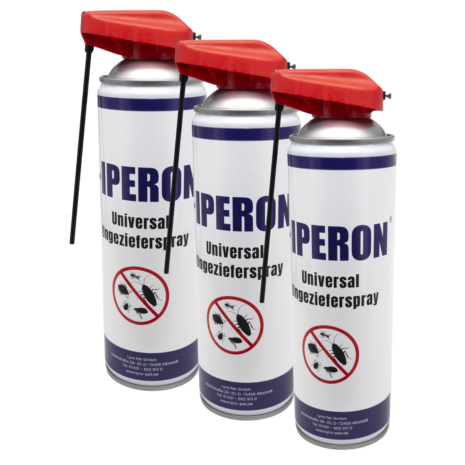 IPERON® 3 x 500 ml Universal Ungezieferspray | Sofortwirkung gegen Insekten | Mit Chrysanthemum cinerariaefolium Extrakt, Geraniol & Zitroneneukalyptusöl | Effektive Bekämpfung von Schädlingen