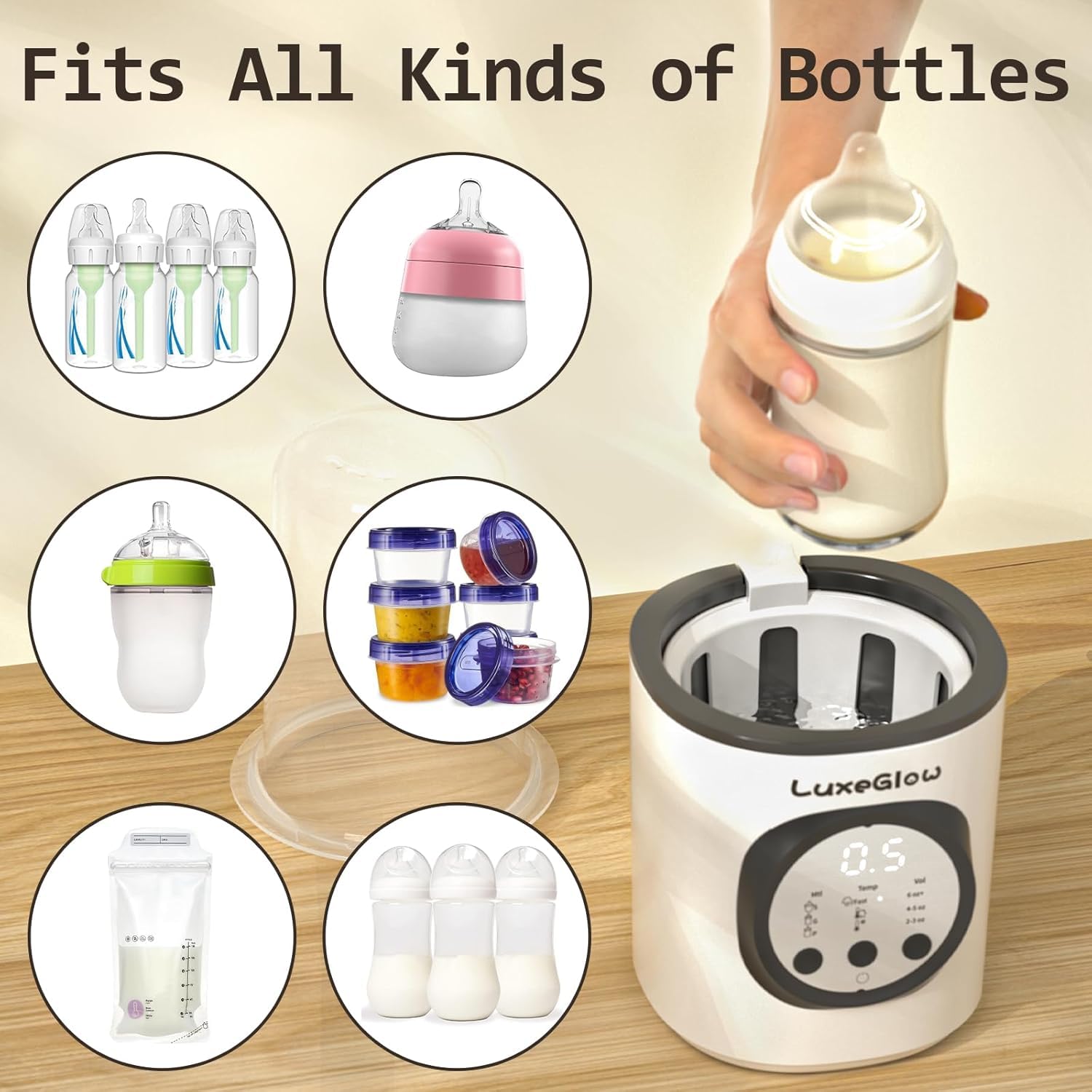 Scaldabiberon 8 in 1, Scaldalatte Rapido per Bambini, Scalda Pappe per Latte Materno o Formula, Scalda Scongelamento con Timer, Sterilizzatore Biberon