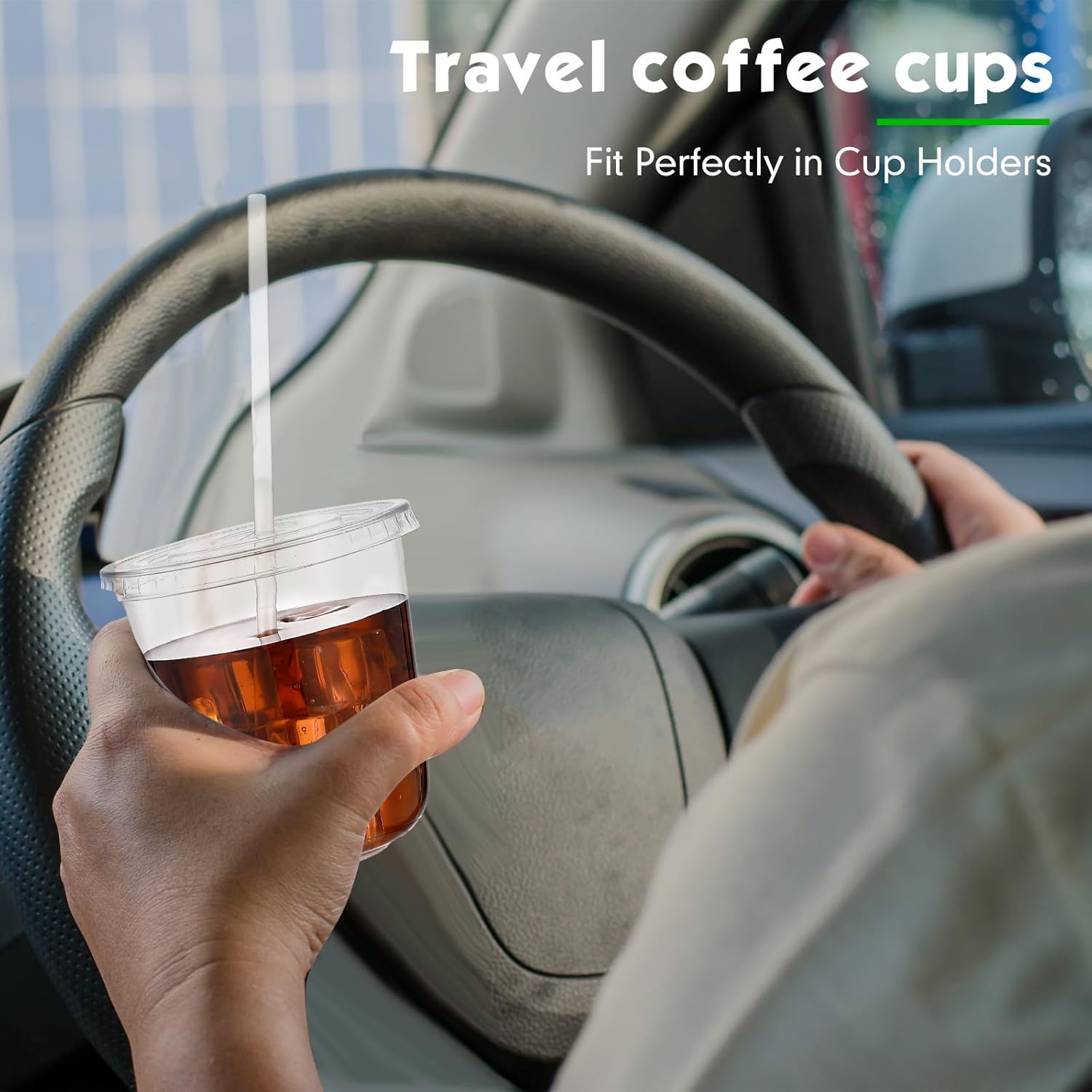 50 Sets Clear Plastic Cups with Lids and Straws, Disposable Iced Coffee Cups Drinking PET for Cold Drinks, Juice, Smoothie, Coffee Shops, Party, Christmas(Clear,12 oz) - Image 6