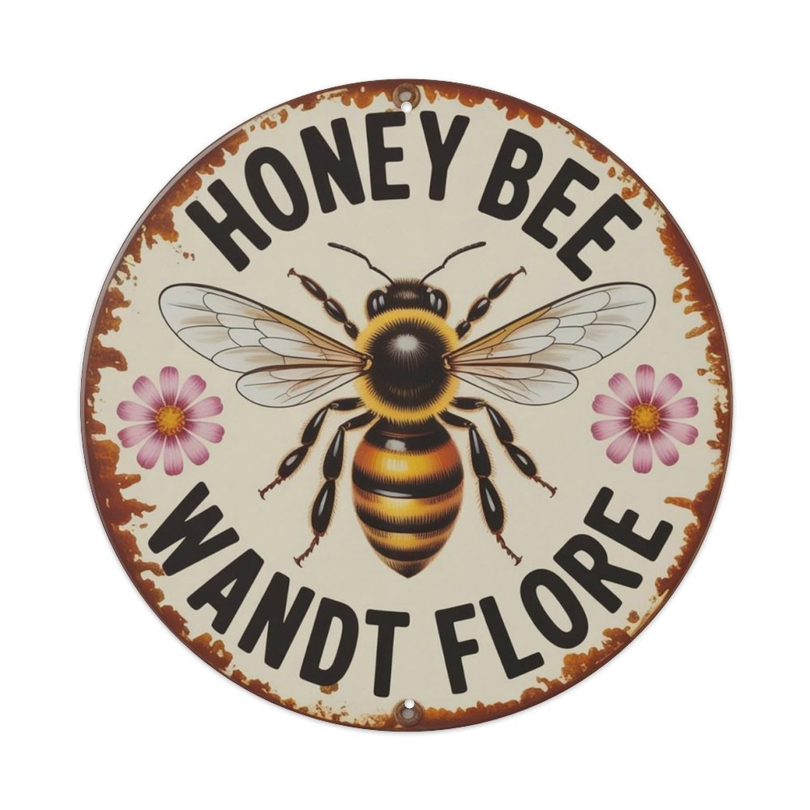 Bee & Wild Flower Vintage Metal Tin Sign Plaque