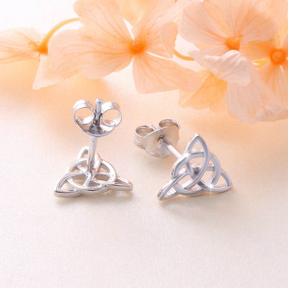 DAOCHONG 925 Sterling Silber Irisches Triquetra Trinity Keltischer Knoten Keltische Knoten Ohrringe Schmuck Geschenk für Damen