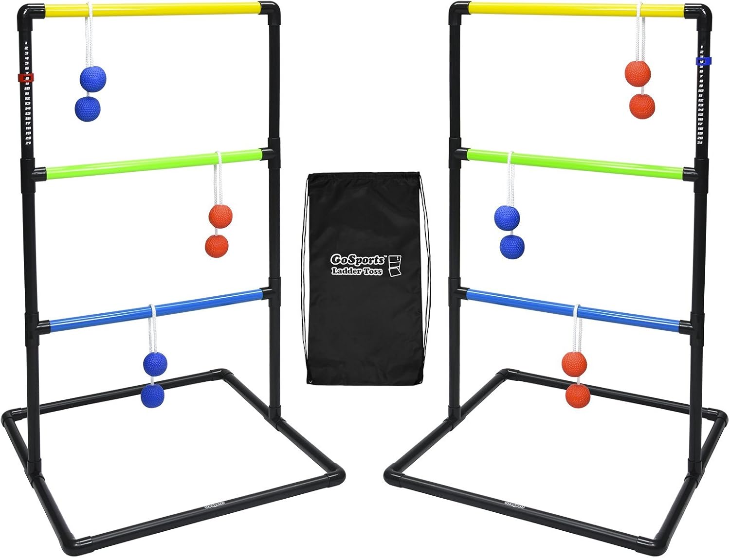GoSports Pro Grade Ladder Toss Indoor/Outdoor Game Set with 6 Soft Rubber Bolo Balls, Travel Carrying Case and Score Trackers, Black : Sports & Outdoors