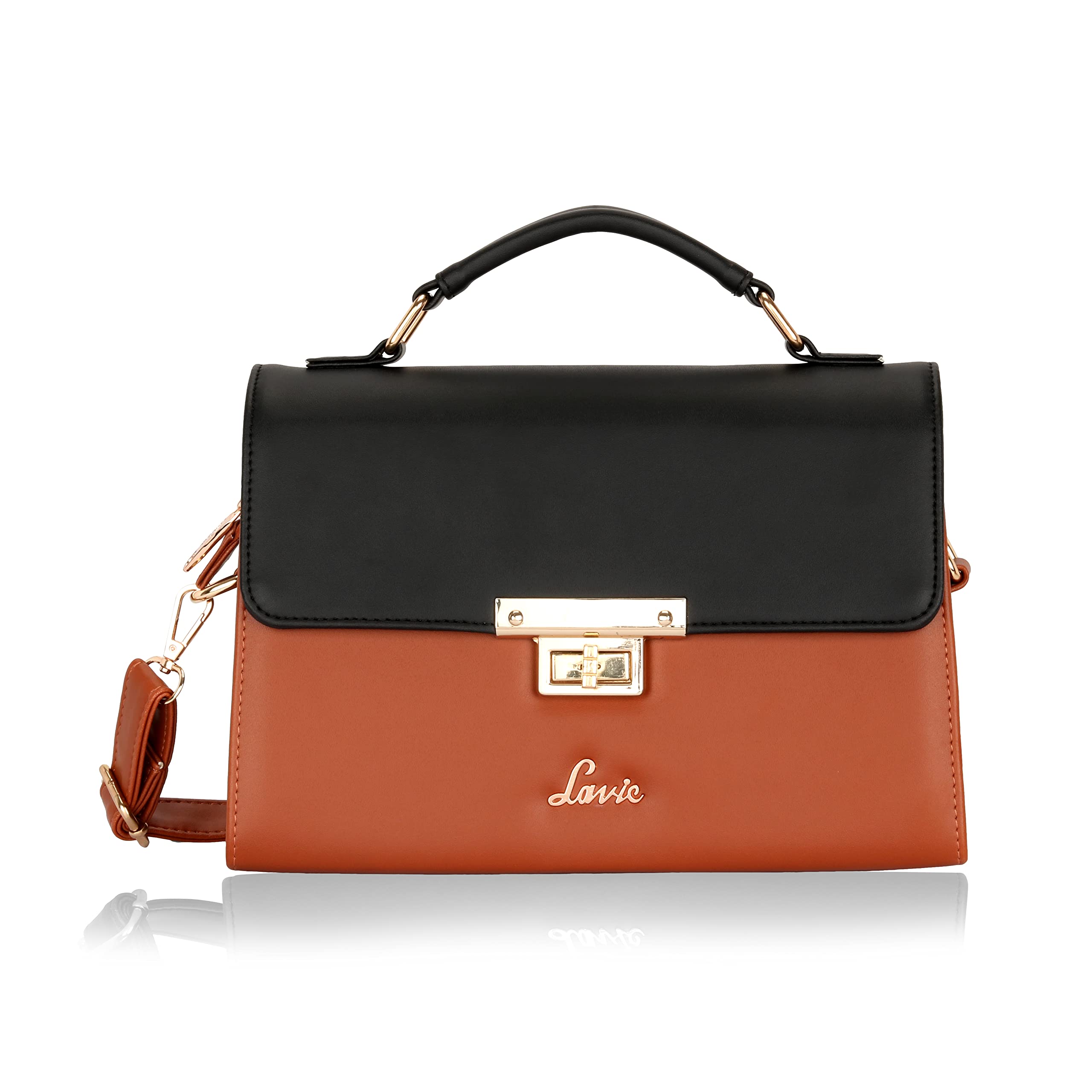 Lavie Womens Aahim Flap Satchel Bag Tan Ladies Purse Handbag