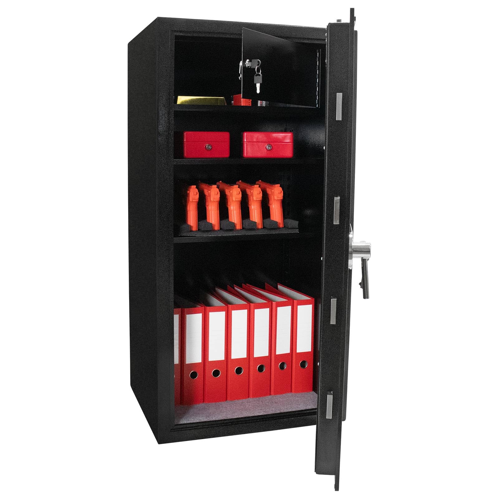 Profirst Wertschutzschrank Sigma 120 EN1 Stahl Doppelbart-Hochsicherheitsschloss 2 verstellbare Fachböden Innentresor Feuerfalz Befestigungsmaterial