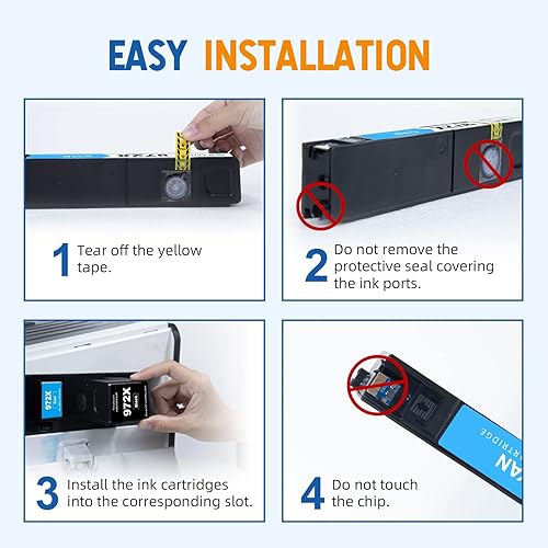 Miniatura 5 de Skydo Cartuchos de tinta de repuesto 972X para HP 972X 972 X 972A, 477dw, (BKCMY), paquete combinado de 4 unidades que funcionan con impresoras