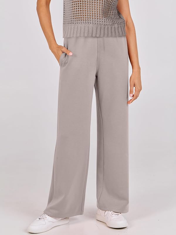 ANRABESS Women Two Piece Outfits Crochet Sheer Knit Sweater Top Wide Leg Pants Lounge Matching Sets Sweatsuit Travel Clothes light khaki Large by ANRABESS - Used condition - Image 8