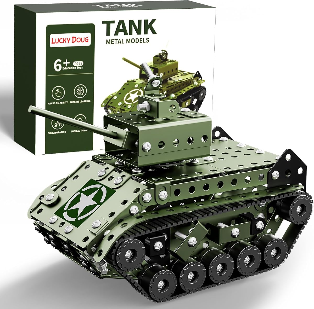Lucky Doug STEM Building Projects Model Army Tank Set - 284 piezas STEM Project Building Toys para niños de 8 a 12 años, kit de ciencia de ensamblaje, juguetes educativos, regalo para niños de 7 8 9 10 11 12-16 años