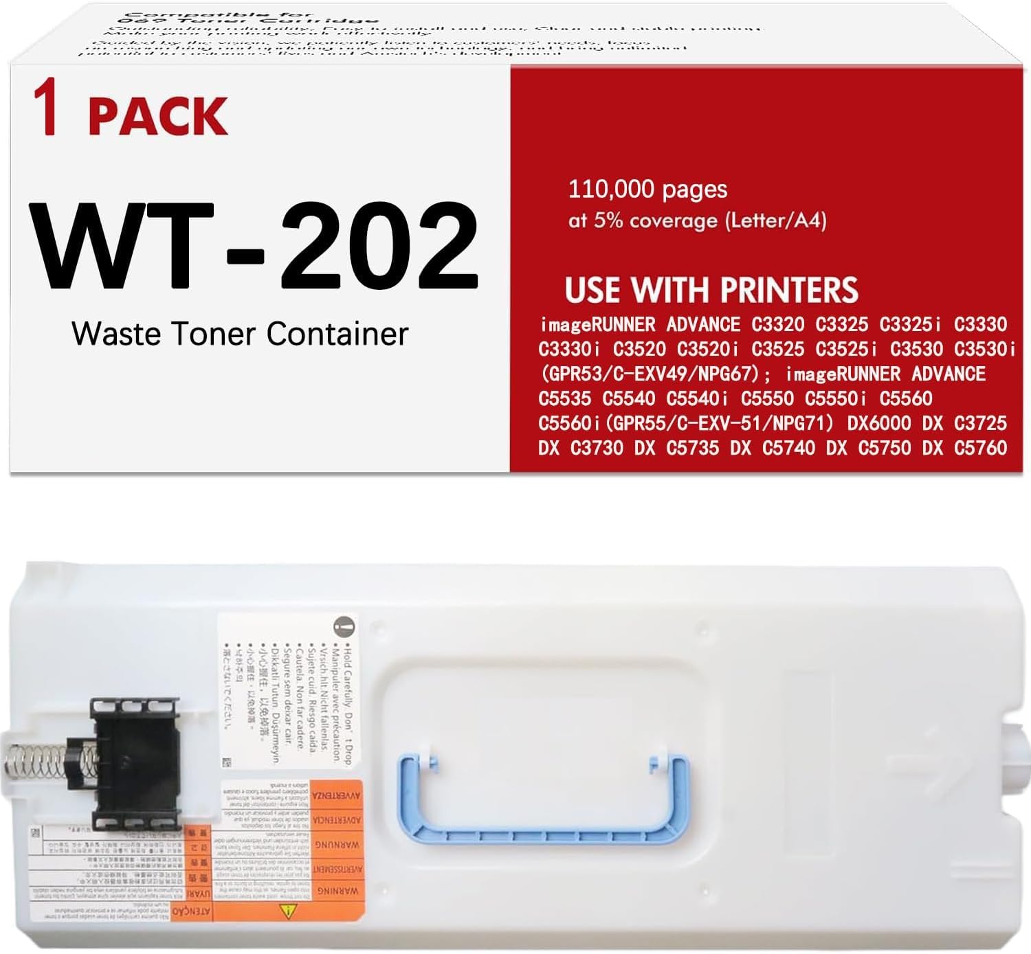 Kingmo WT-202 Waste Toner Container Box Bottle Replacement for Canon WT202 Waste Toner Container for imageRUNNER Advance C3525 C3320 C3325 C3325i C3330 C3330i C3520 C3520i C3525i C3530 C3530i Printer
