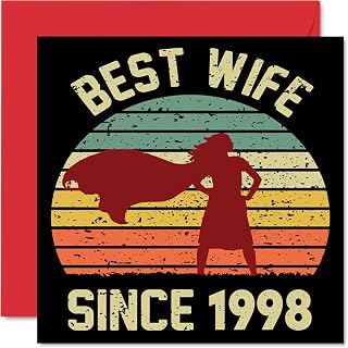 27th Anniversary Card for Wife from Husband - Best Wife Since 1998 - I Love You Gifts, Happy 27th Wedding Anniversary Cards for Partner, 5.7 x 5.7 Inch Greeting Cards for Twenty-Seventh Anniversaries