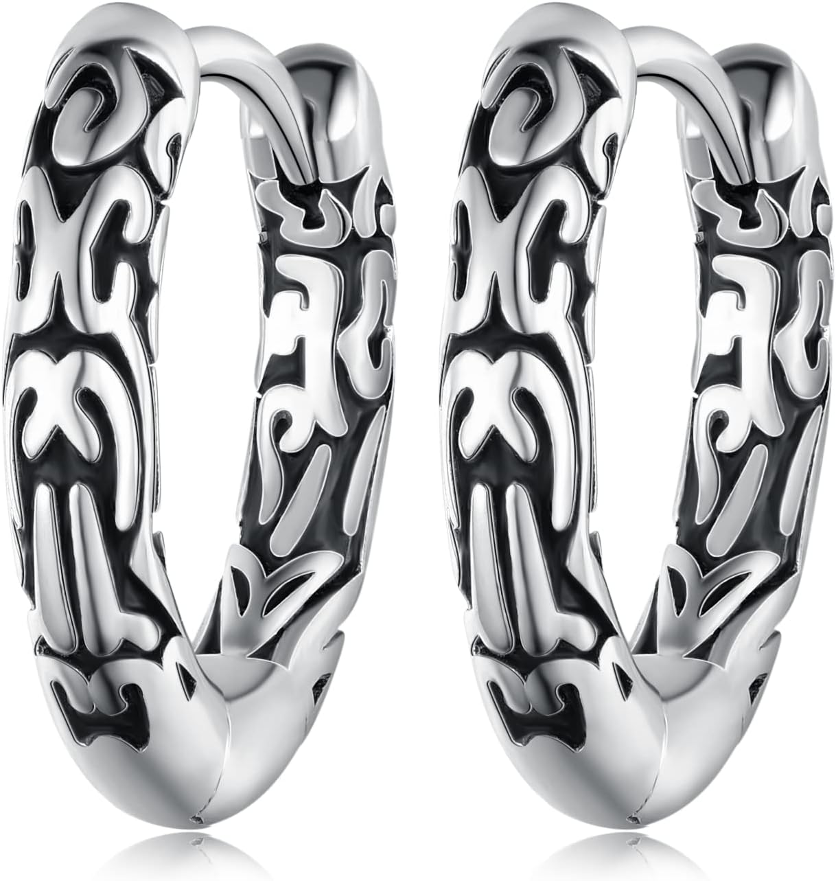 Viking Hoop Earrings 925 Sterling Silver Viking Earrings for Men Small Huggie Hoop Earrings Jewelry Gift for Women Men