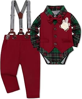 Baby Boy Clothes Suit Infant Gentleman Wedding Outfit Dress Shirt+Bowtie+Vest+Corsage+Suspender+Pants 6Pcs Set 0-24M