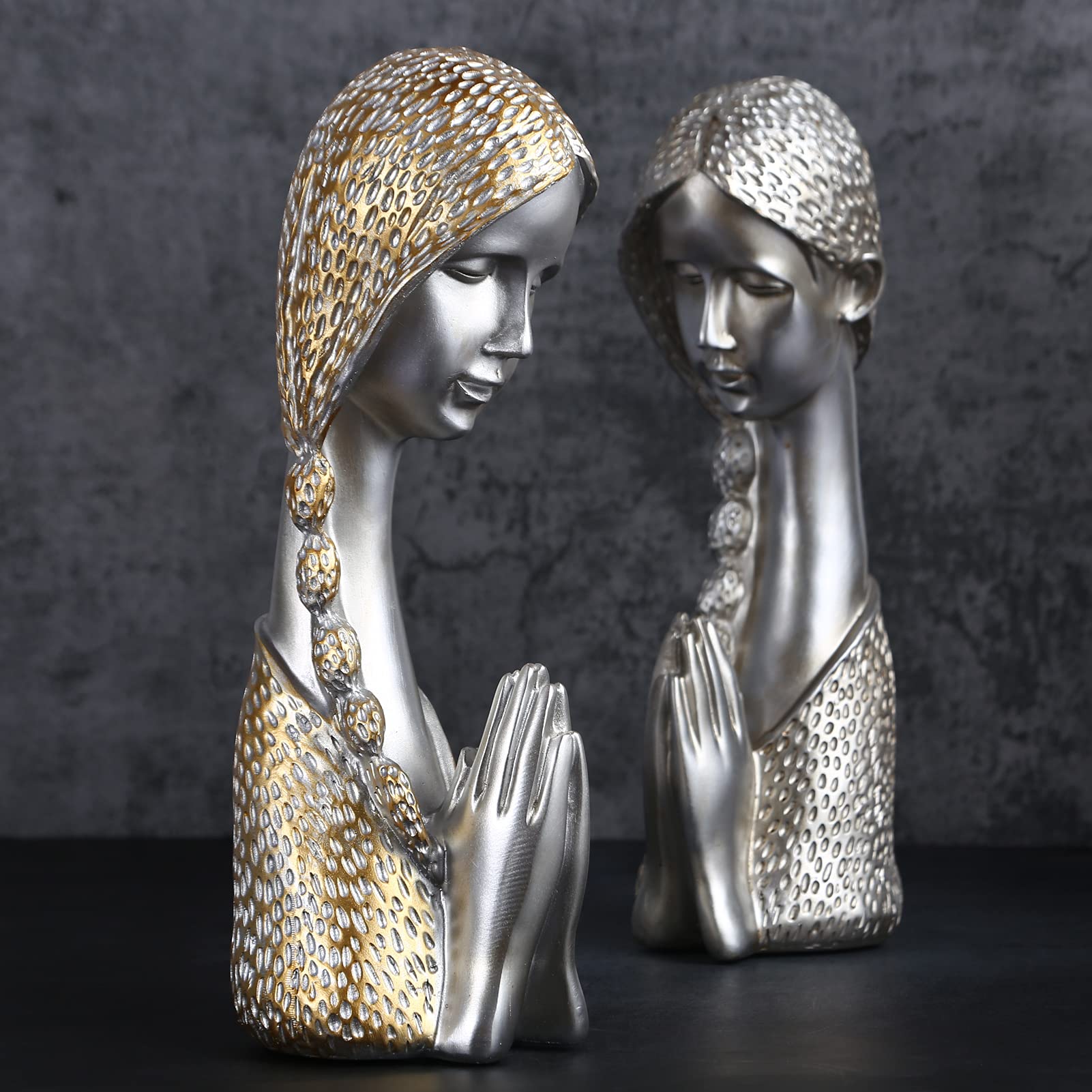 Estatua Moderna Figuritas Art Deco Damas, Mujeres en Oro/Plata Estatuas de Niña Artesanías de Resina de Gran Tamaño, Plata
