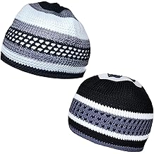 Pack 2 Colors Muslim Beanie Cap AMN-260P2 Islam Kufi Prayer Knit Hat Crochet Taqiyah Takke Skull Topi Eid Ramadan Gift