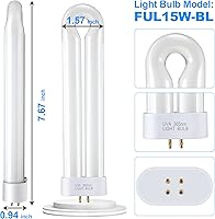 Vista 2 de BF35 Bombillas de repuesto para exterminador de insectos FUL 15W-BL con base cuadrada de 4 pines, compatibles con Flowtron BK-15D, Stinger FP15