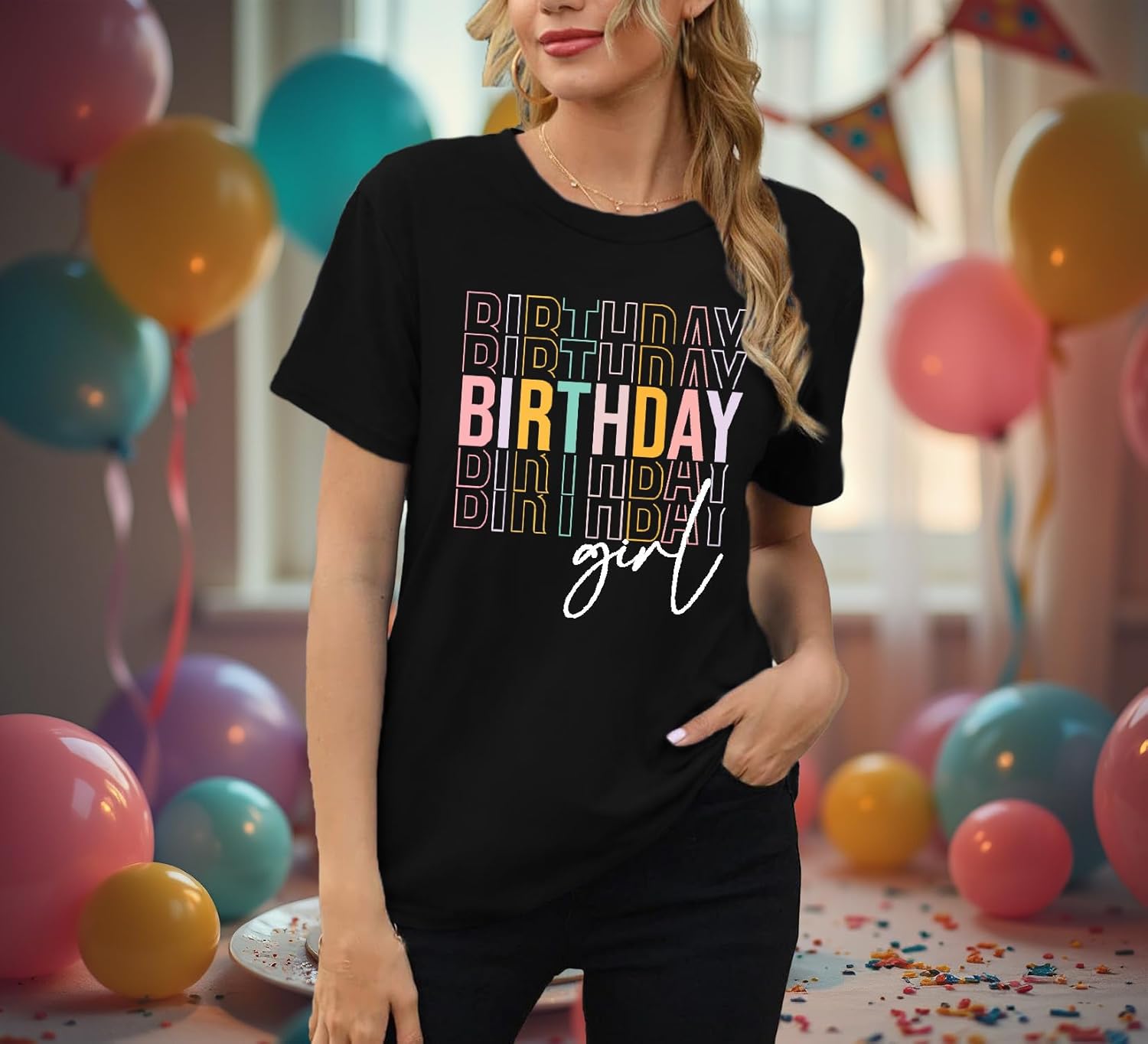 Birthday Girl Shirts for Women Happy B-Day T-Shirt Birthday Squad Tee Tops - Image 4
