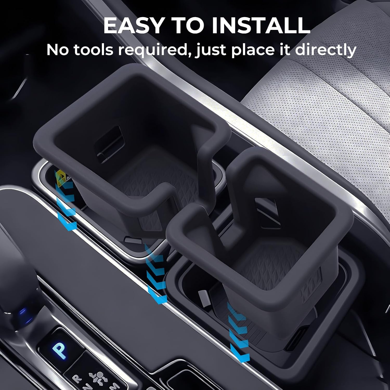 Center Console Cup Holder Inserts for Lexus TX TX350/TX500h/TX550h+ 2026 2025 2024, Interior Accessories Center Console Silicone Car Cup Holders Covers Protector for 2024-2026 TX, Black image 4