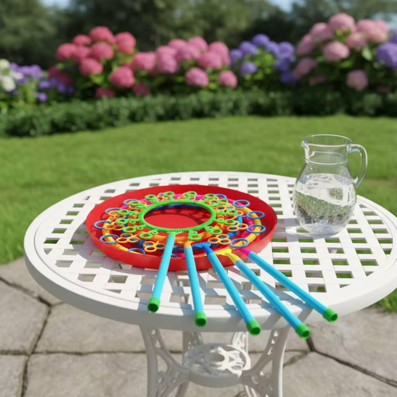 Bubble Set Bacchette Bolle Vassoio Soluzione Concentrata Set Giochi Esterni Plastica Resistente Adatto a Compleanni All’aperto Giardino Parco Cortile