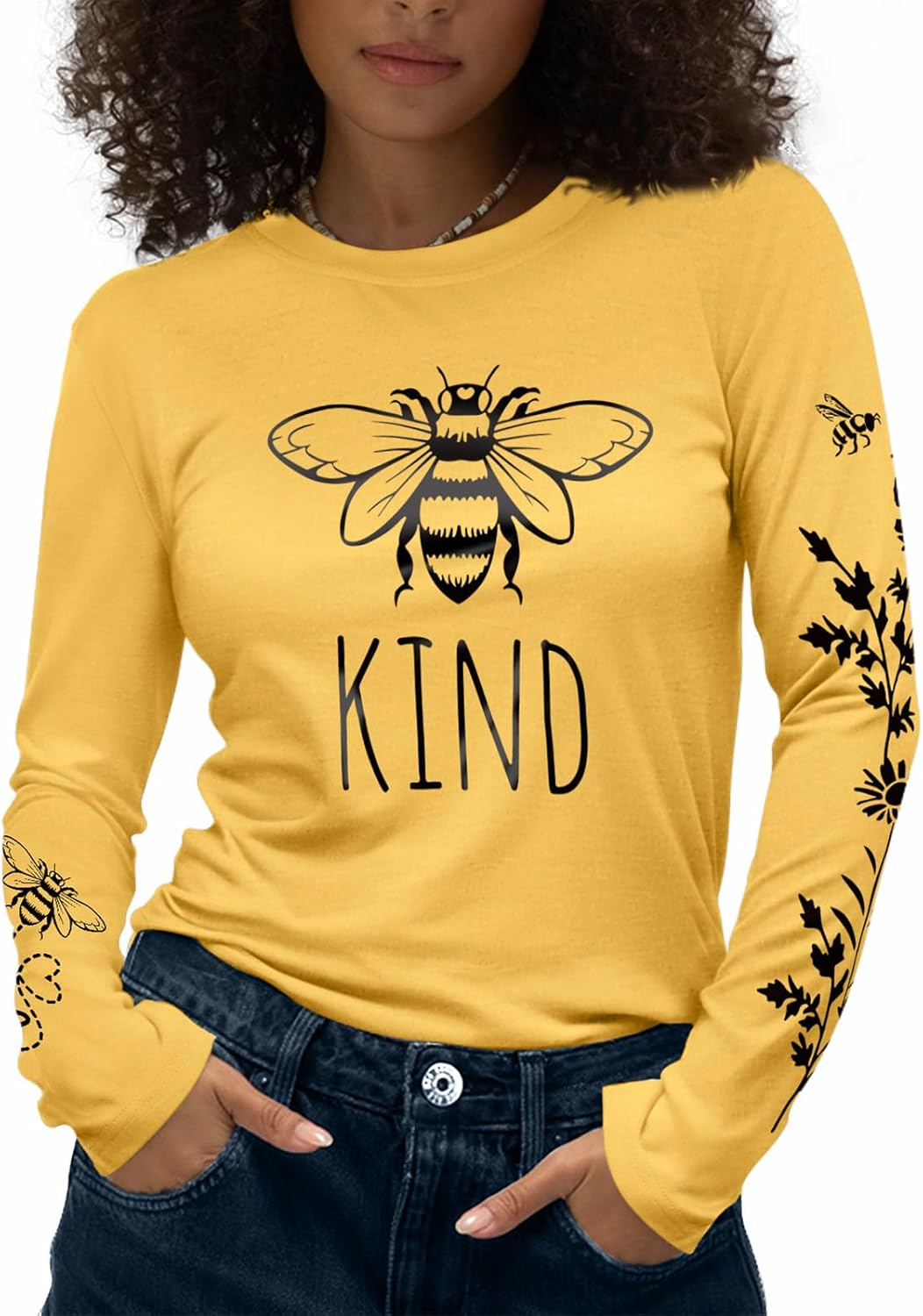 Flafens Long Sleeve Shirt for Women - Soft Crewneck Casual Graphic Fashion Clothes Tshirts Cute Outfits Vacation Tops