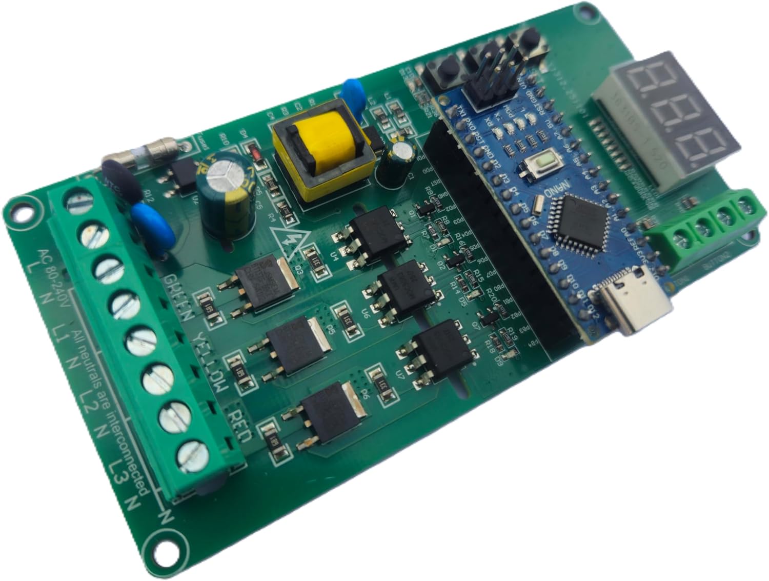 3CH Light Sequencer Controller with External Control Button Terminals for Start/Stop & Pause/Resume, 110–240VAC, 99+ Modes, 0–999s Timer, Memory Save, Light Show, Arduino Compatible Chaser Driver