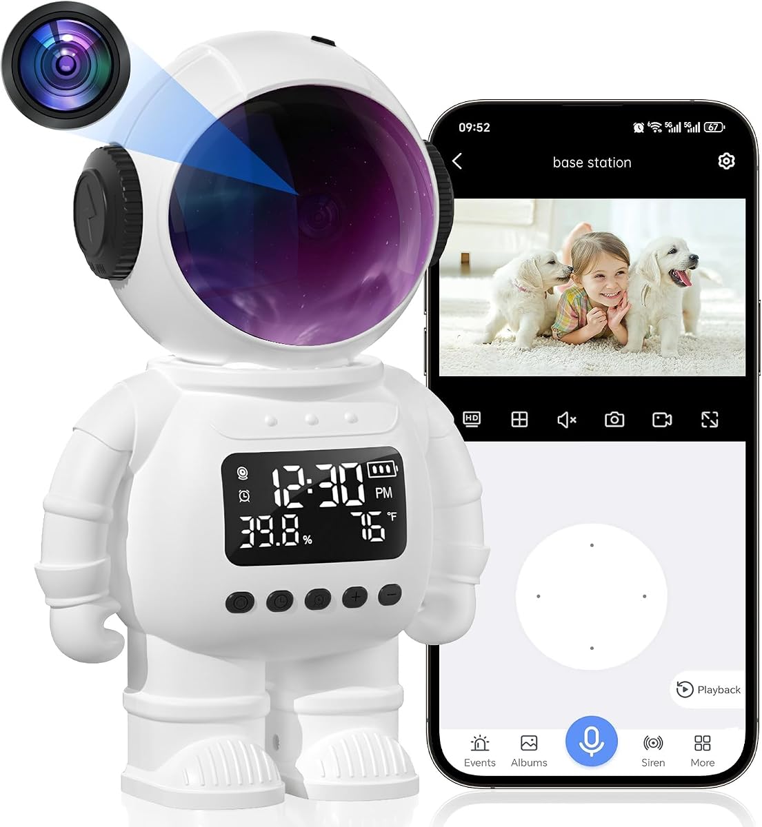 2K Clock Indoor Camera White