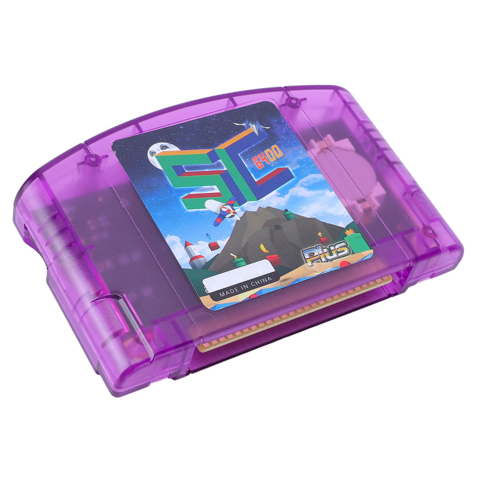 GEERYZHE Cartucho de Juego Apto para N64: Cartucho de Lectura Rápida de Código Abierto con Soporte 64DD, Perfecto para Coleccionistas y Entusiastas de los Juegos Retro (violeta transparente)