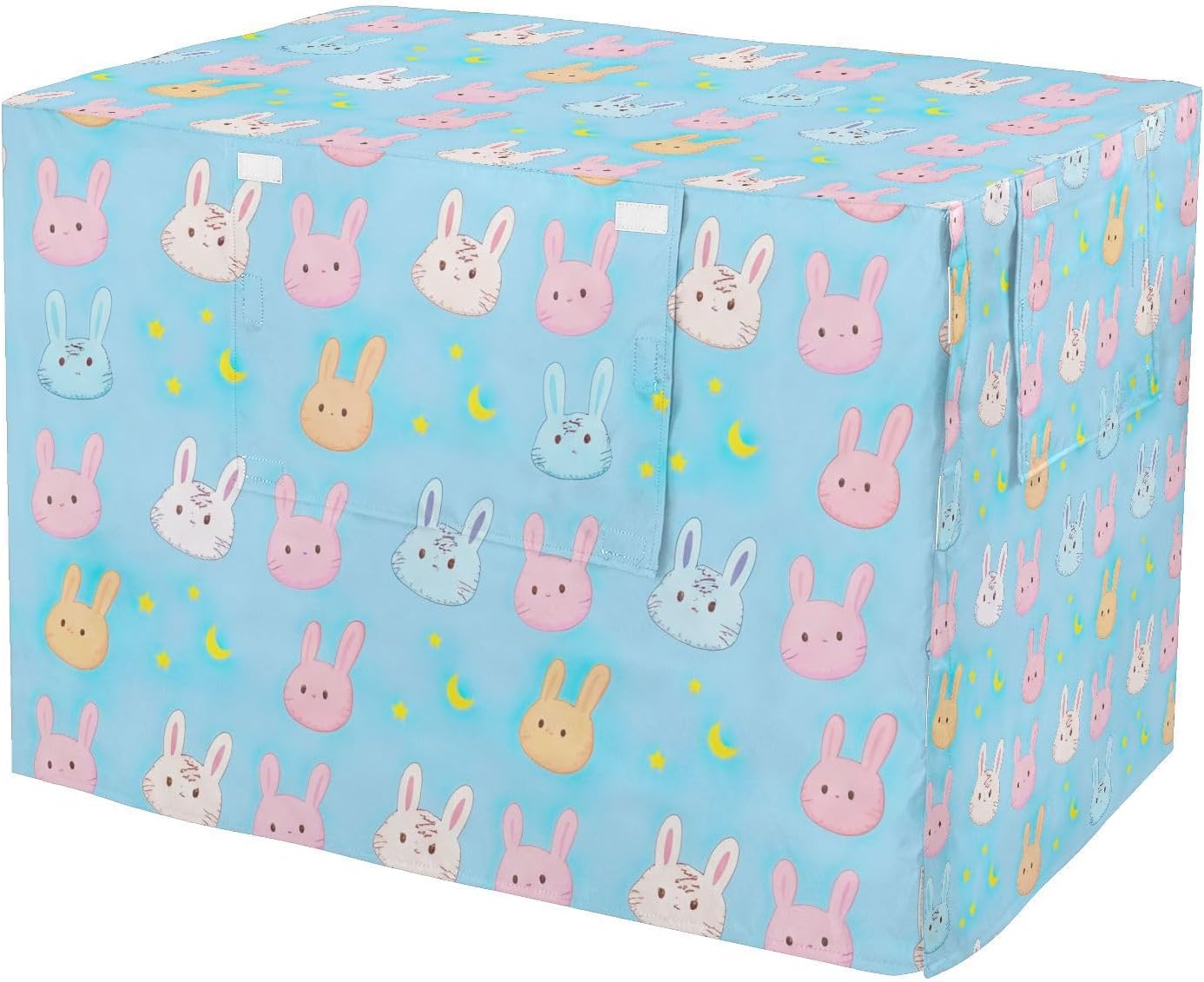 Cute Cartoon Bunny Pastel Pet Kennel Cover with Mesh Windows, Wind-Resistant Kennel Cover for Dogs, X-Large