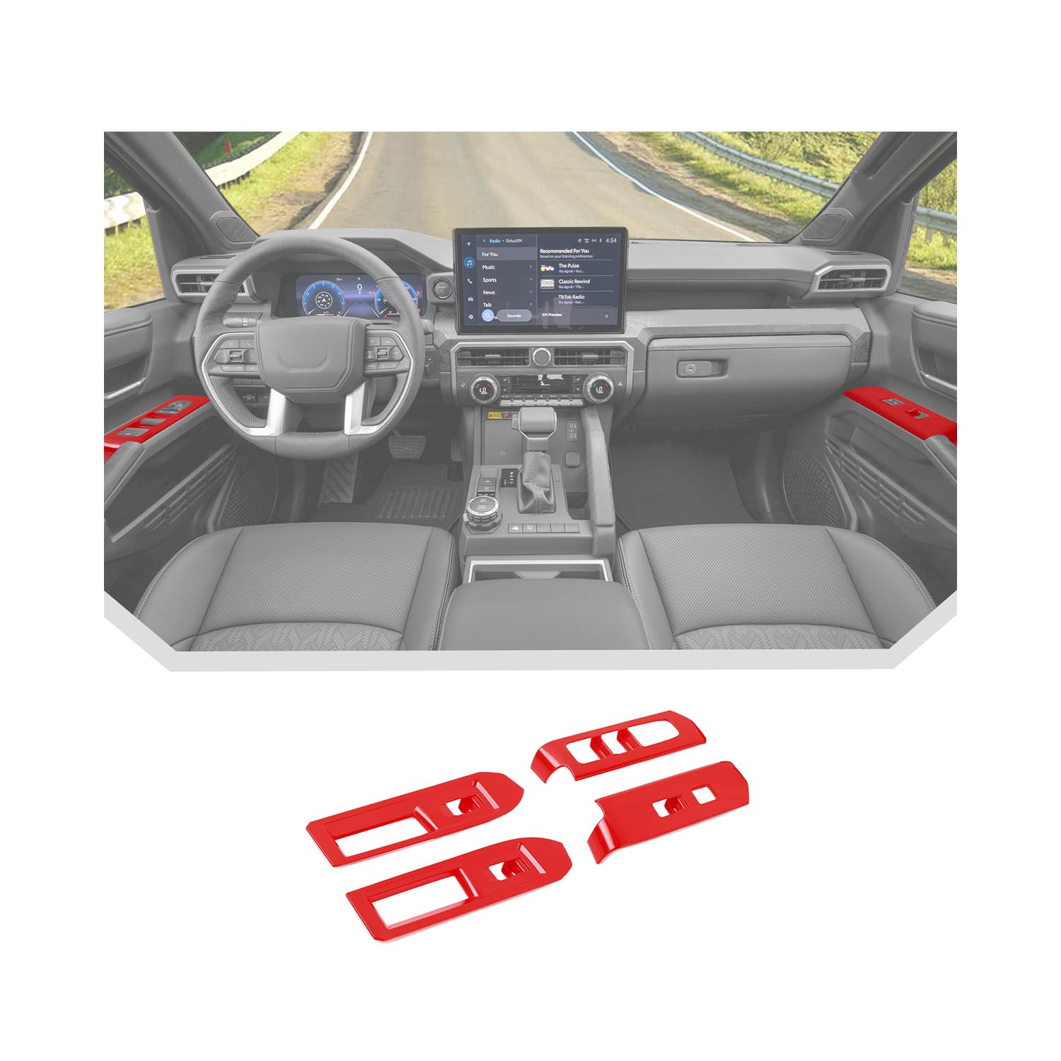 JeCar Red Interior Trim Accessories for 2025 2026+ Toyota 4Runner & Tacoma (2024 2025 2026+) -Window Switch Panel Cover Decoration Upgrade