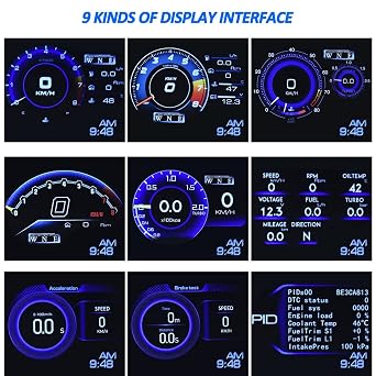 KAOLALI Car HUD Head Up Display, Car HUD Display for Digital OBD+GPS Dual System Smart Gauge Display MPH RPM Over Speeding Alarm for Most Cars After 2012