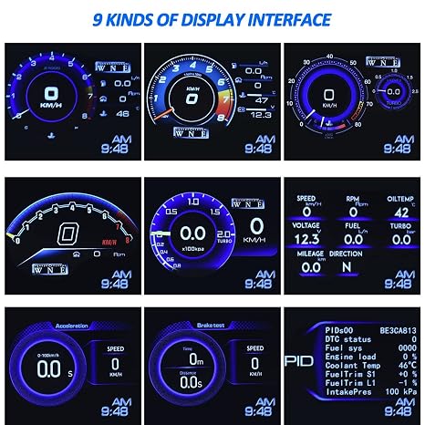 KAOLALI Car HUD Head Up Display, Car HUD Display for Digital OBD+GPS Dual System Smart Gauge Display MPH RPM Over Speeding Alarm for Most Cars After 2012