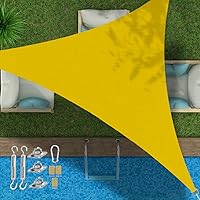 Vista 36 de Toldo triangular de bloqueo UV, toldo impermeable para jardín al aire libre para patio con kit de herrajes de acero inoxidable 304, gris, 6.5 x 6.5