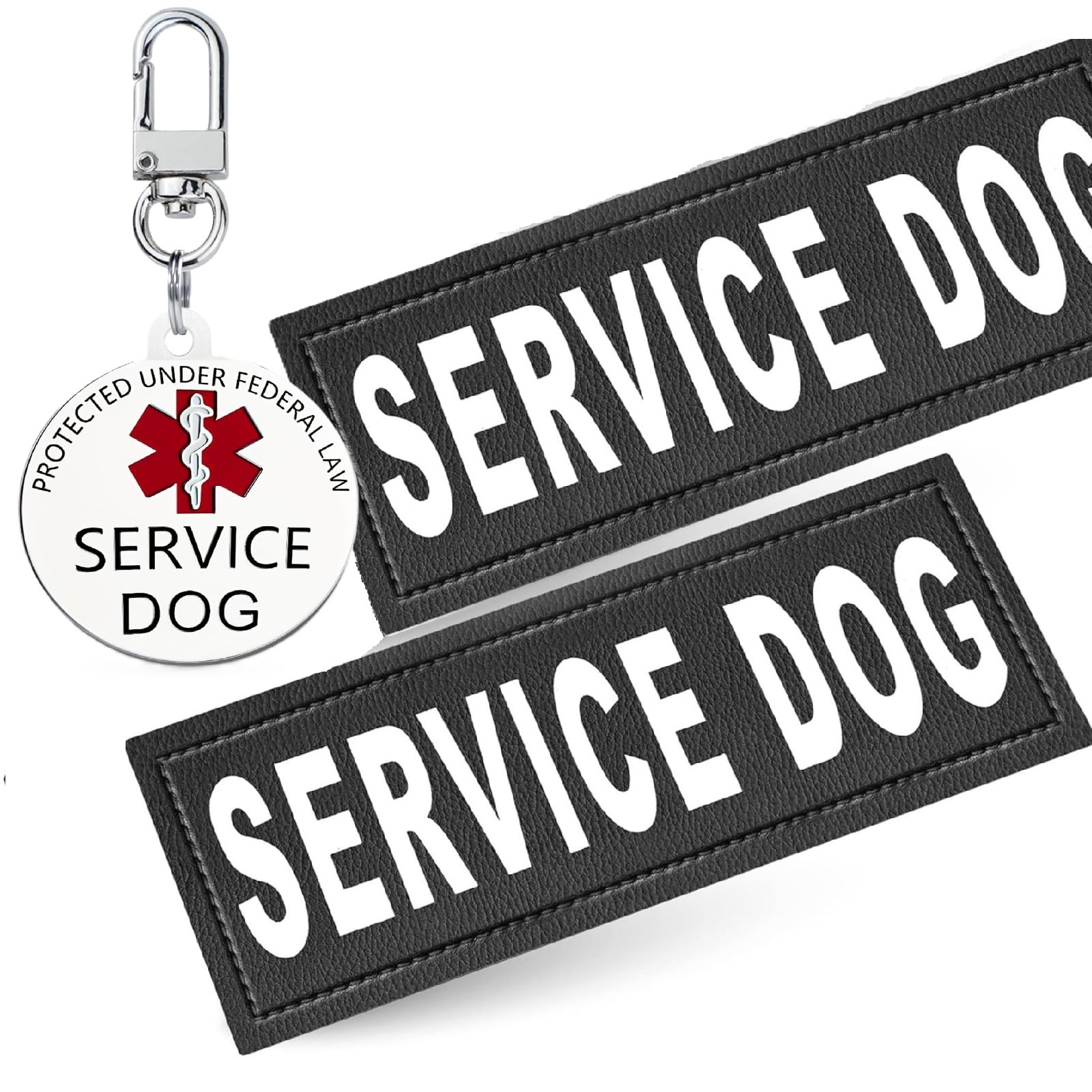 Service Dog Patches 2Pcs, Servcie Dog ID Tag Easily Attach to Collar, Harness, Vest (Medium- 1.18 x 4.33)
