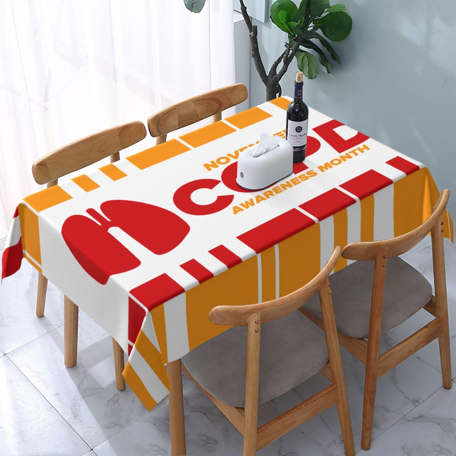 JunHeArt Copd Awareness Month Tablecloth Rectangle Table Cover Washable Table Cloths Decor For Kitchen 54" X 72"