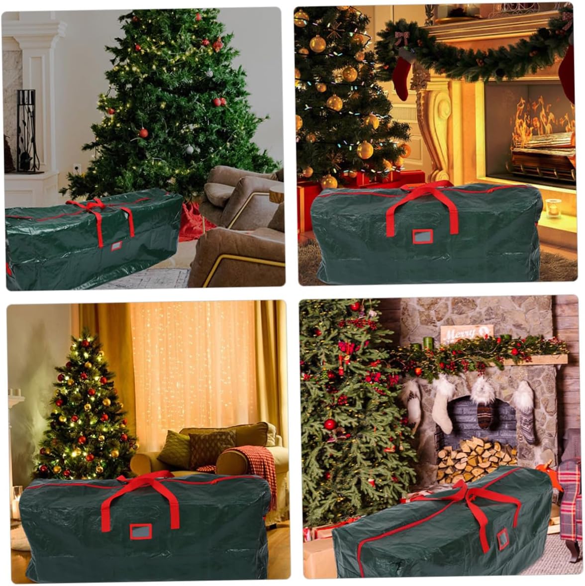 Artibetter Christmas Tree Storage Bag with Zippered Dustproof Design 135x34x68cm Waterproof Green Carry Handle Large Holiday Decoration Organizer for Artificial Trees
