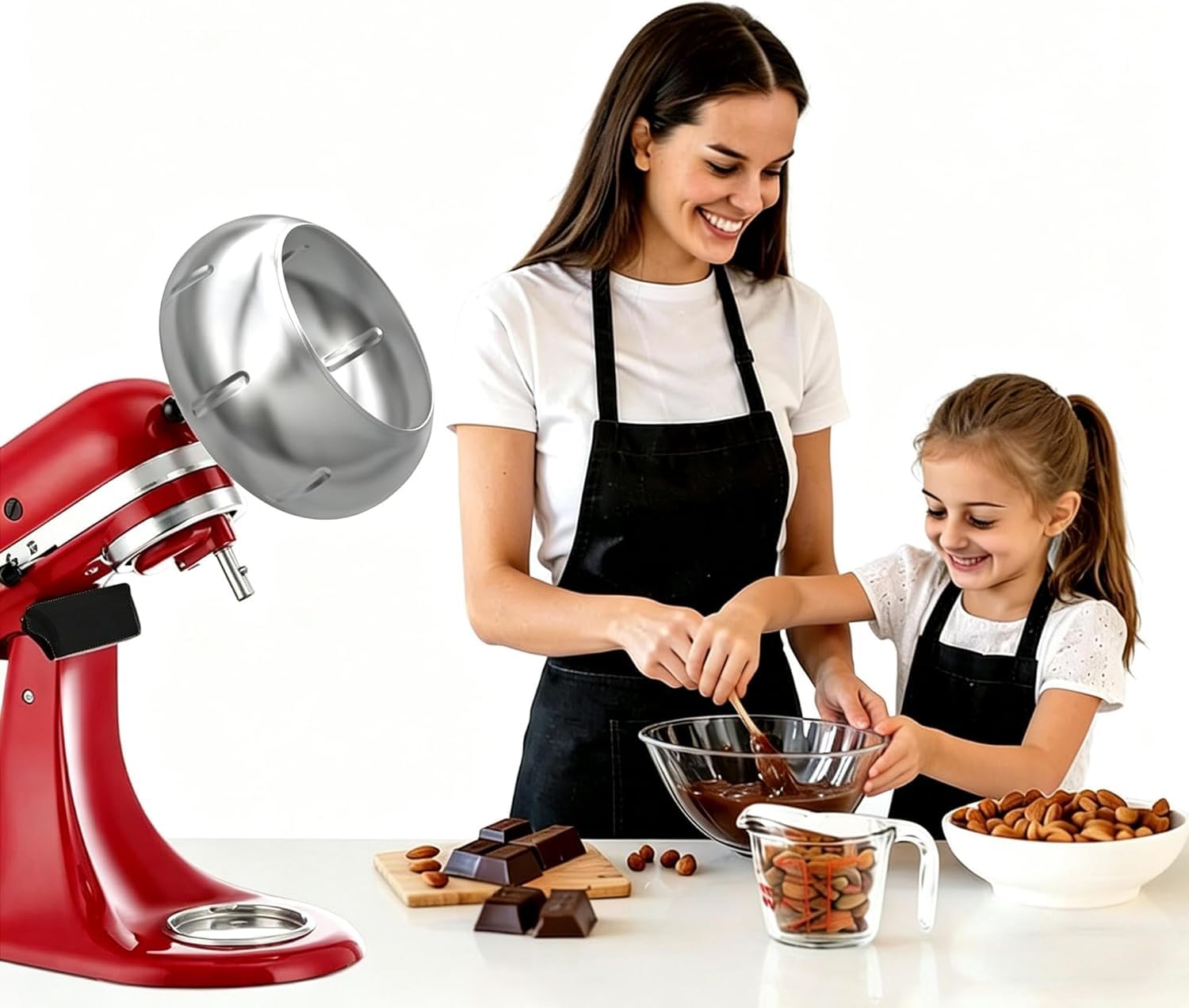 Schokoladenbeschichtungsaufsatz, Standmixer Candy Panning Zubehör, Nuss Obst Zucker Beschichtungstrommel Werkzeug, kompatibel mit 4,5QT 5QT Kippkopf-Mixer für hausgemachte