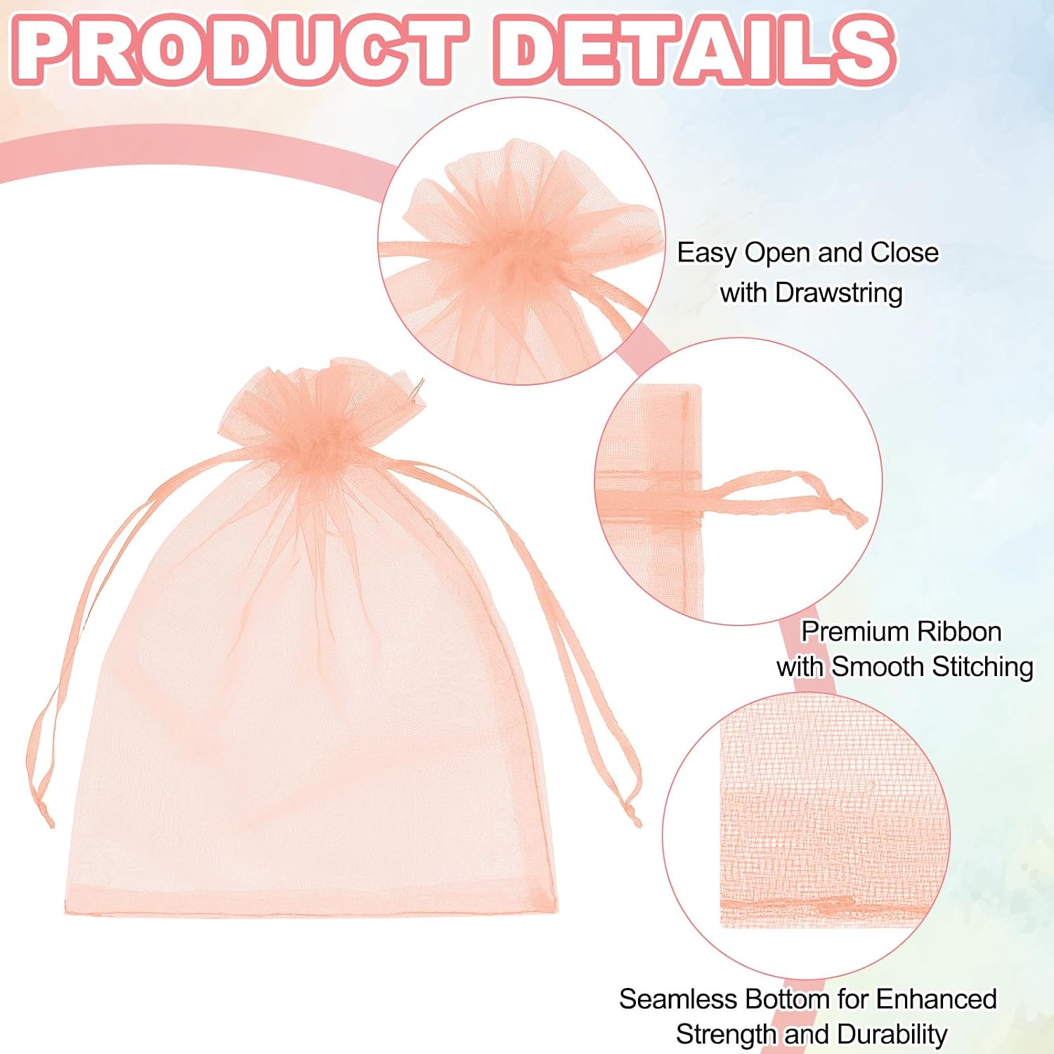 PATIKIL Organza Bags, (4 x 6 Inch, Dusty Rose)(50 Pcs), Drawstring Sheer Organza Gift Bags Mini Mesh Jewelry Gift Pouch, Suit For- Wedding/Party/Candy/Christmas/Favors image 3