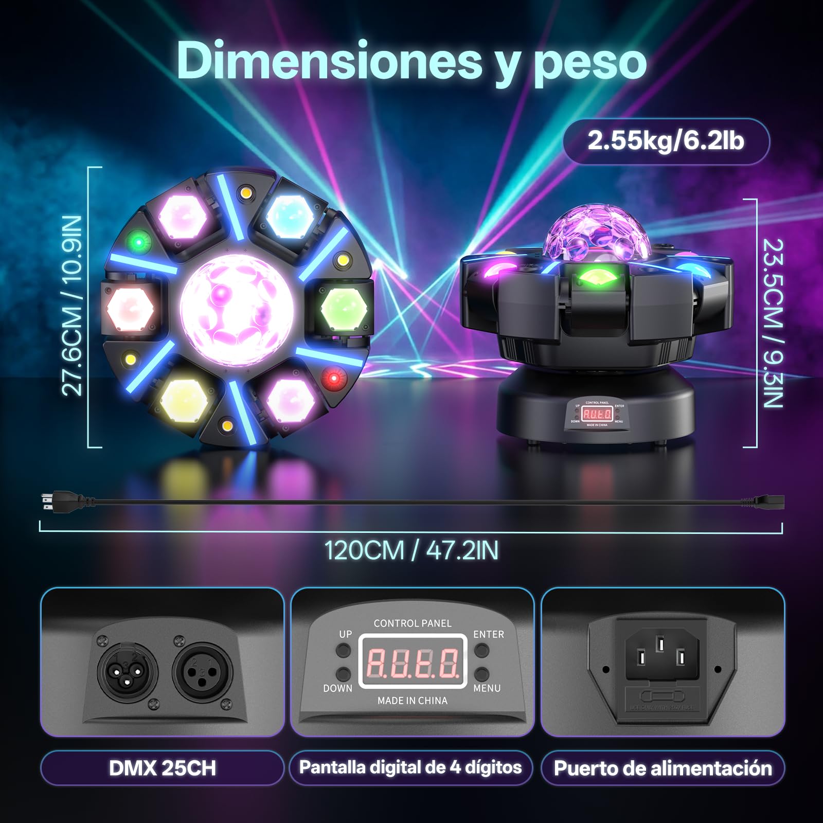 180W Lyre LED Beam Lumière de scène avec Télécommande,Jeux de Lumiere RGBW Disco Lumière,DMX512 éclairage de soirée DJ Jeux de Lumiere, Magic Ball Stroboscope pour Soirée Bar Mariage DJ Club