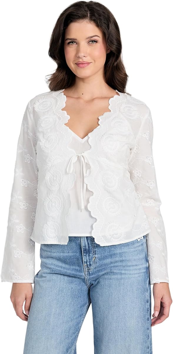 GUESS Top de manga larga Aida con lazo frontal para mujer