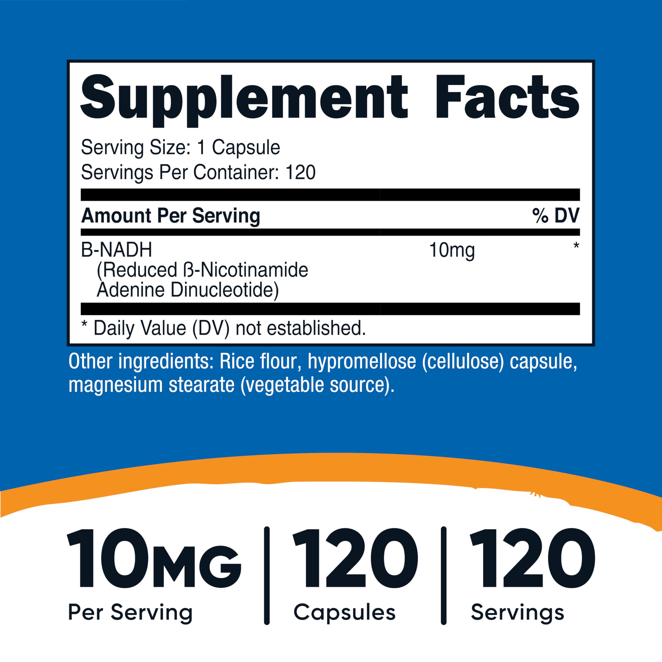 Nutricost NADH (10mg) 120 Capsules, Vegan, Gluten-Free, GMO-Free — Amazon image 2