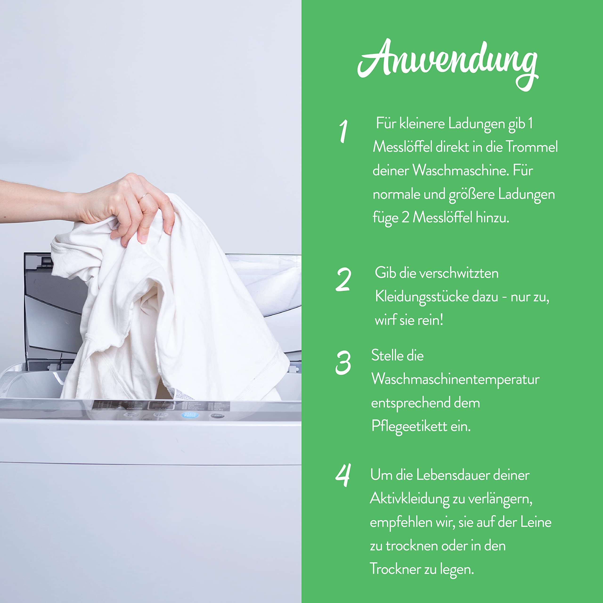 Molly's Suds Active Wear Waschmittel Pulver I Natürliches extra starkes Waschpulver, schmutzabweisend und sicher für Aktivbekleidung und empfindliche Haut I 120 Waschladungen