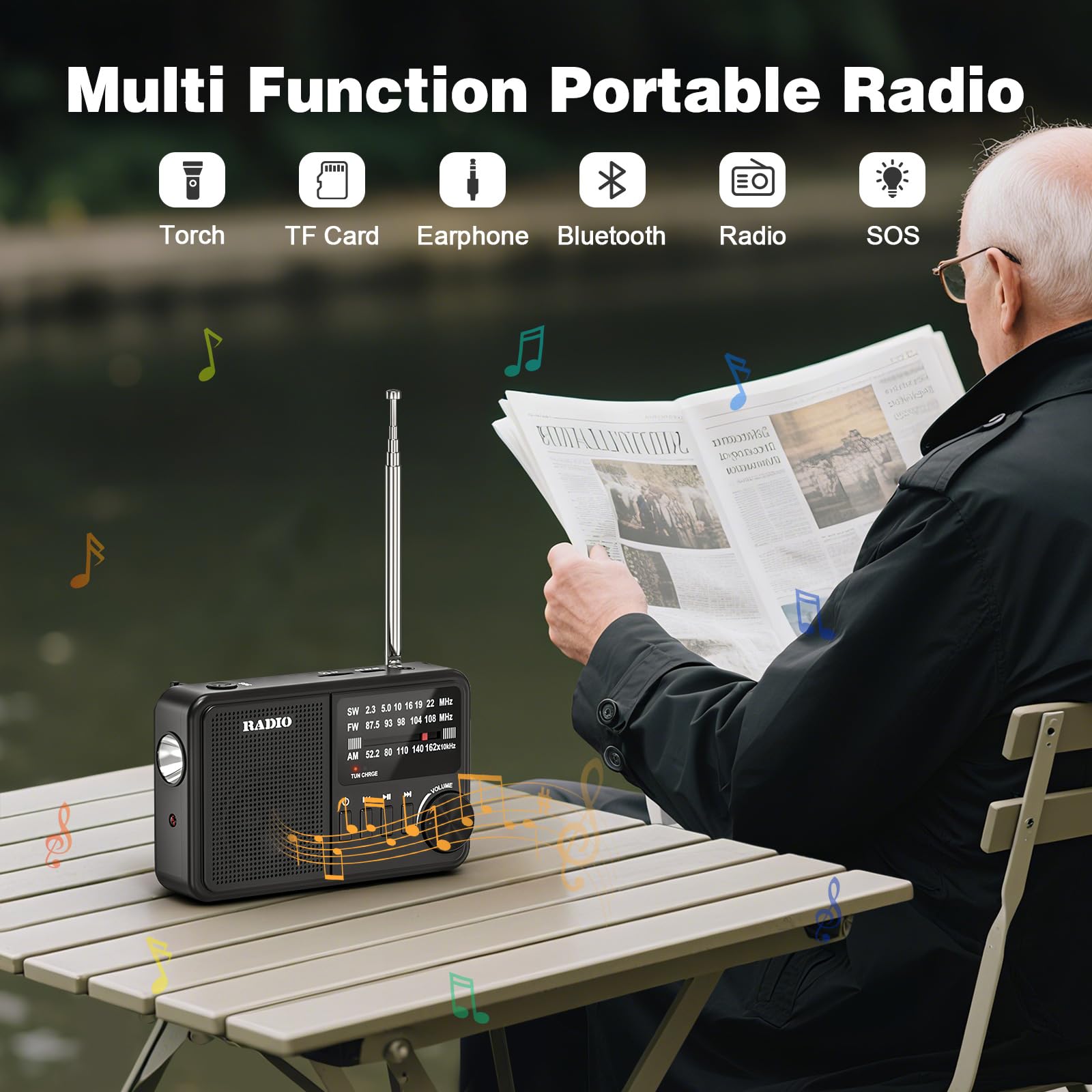 Mini Radio, Radios Portatile AM/FM/SW, Radio Alimentata a Rete e a Batteria, Adatta per il Jogging, le Passeggiate Nel Parco