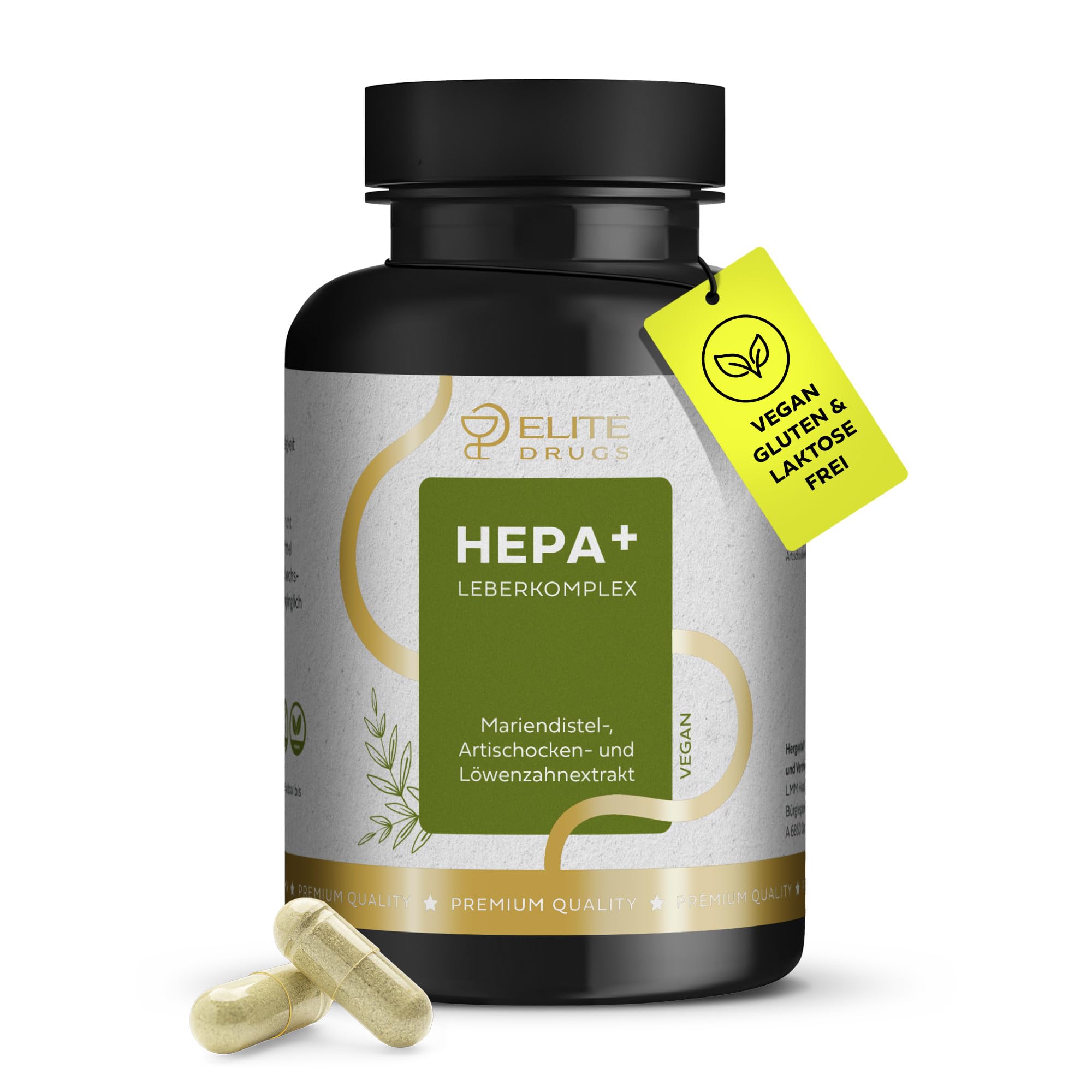 Hepa Plus Leberkomplex & Leberkur zur täglichen Leberpflege - 90 Kapseln hochdosiert mit 80% Silymarin, 2,5%, Mariendistel, Artischocke, Löwenzahn - 3-Monatsvorrat, vegan, laborgeprüft, Made in DE