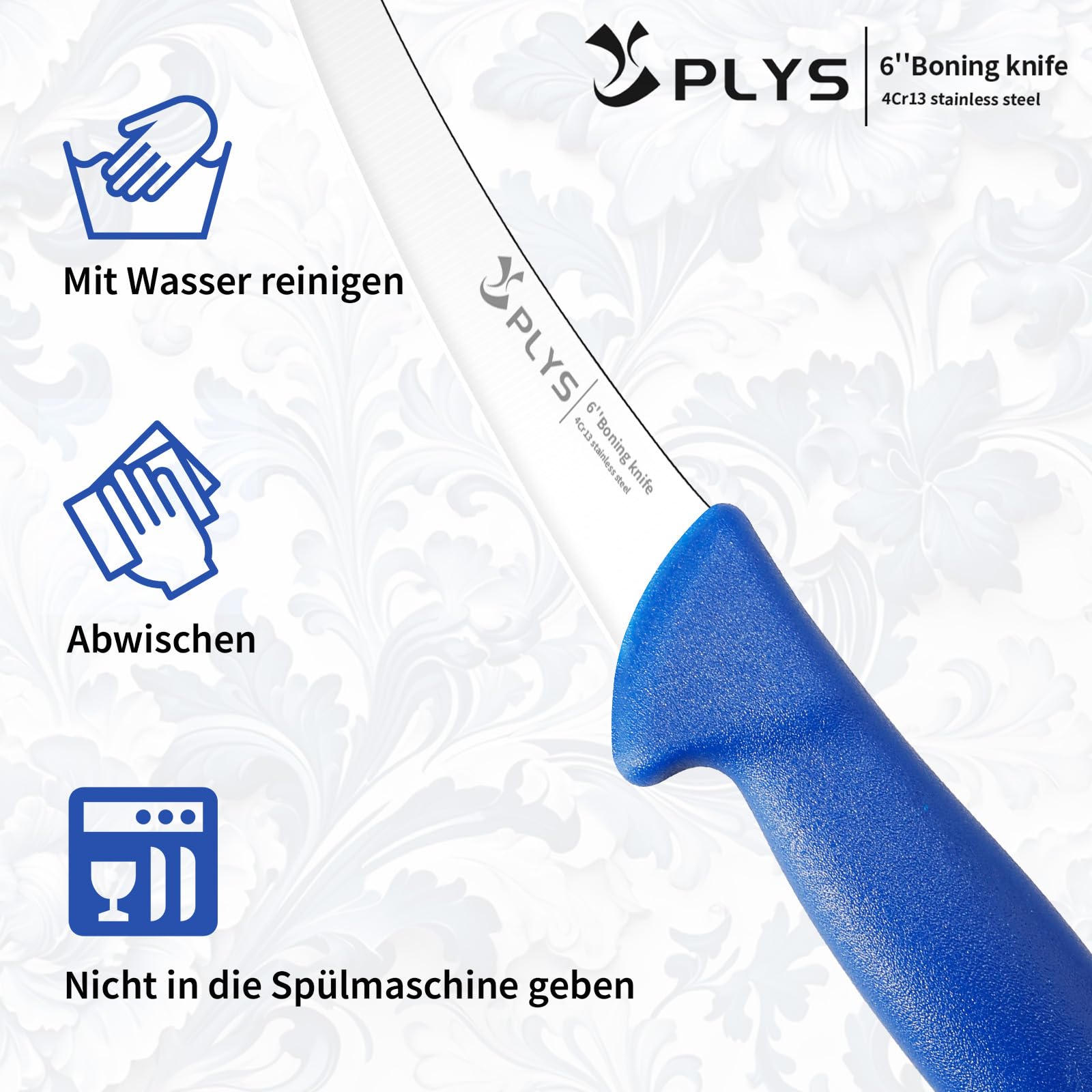 Plys nóż do szynki 15.5cm profesjonalny ostry: nóż do wykrawania z plastikowym uchwytem, nóż rzeźniczy puntilla