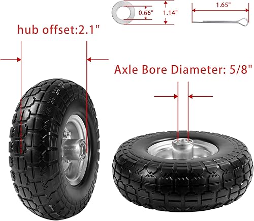 Miniatura 3 de Parts Camp 4.10/3.50-4 neumáticos de repuesto gorila carro neumáticos de 10 pulgadas sin planos sólidos neumáticos y ruedas de camión de mano