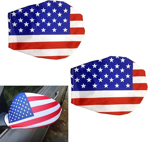 ZBGUN 2 fundas protectoras para espejo retrovisor de automóvil, diseño de bandera estadounidense, cubierta protectora de poliéster, a prueba de