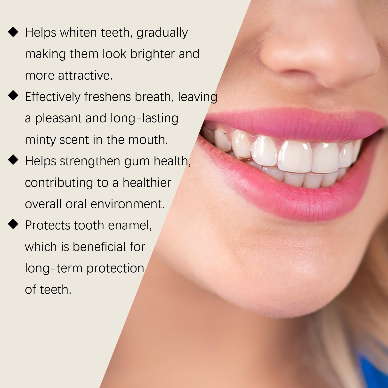 Dentifricio rinfrescante dei denti, rinforzante dello smalto e per alito fresco, dentifricio per la cura dentale, rimuove lo scolorimento e promuove i denti sani, idrossiapatite dentifricio per denti