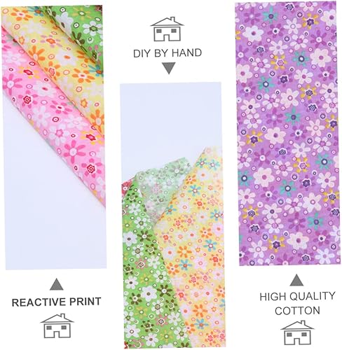Miniatura 9 de Didiseaon Juego de 7 piezas de telas de algodón floral para manualidades Cuadrados de algodón Grasa Quarters DIY Hecho a mano Franela Tela de coser