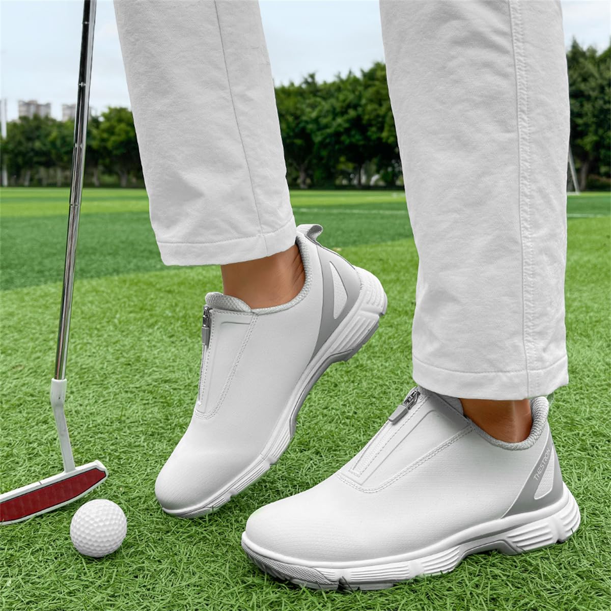 Zapatos de Golf con Cremallera, Zapatos de Golf Impermeables para Damas Zapatillas de Entrenamiento Deportivas para Caminar sin Clavos