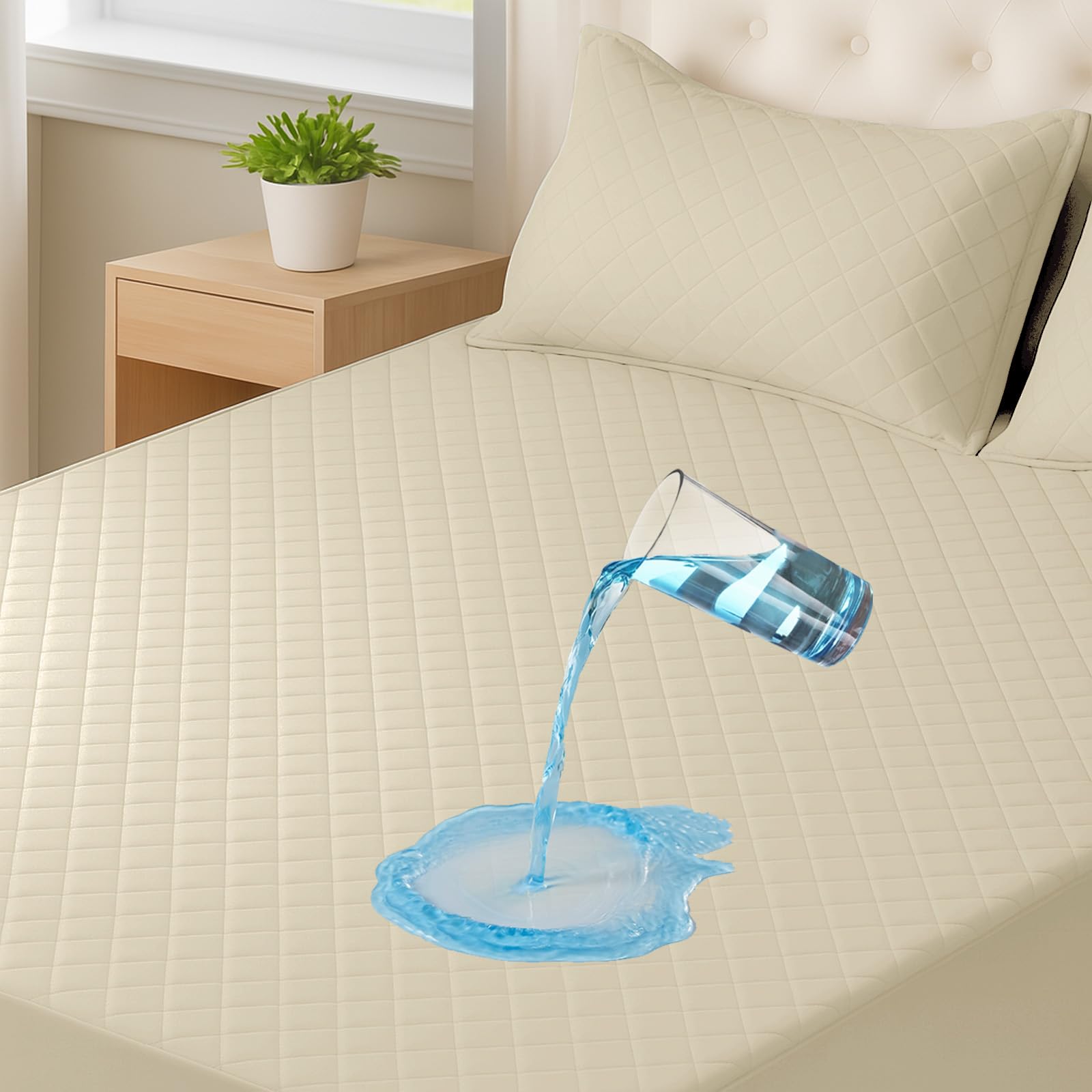 Waterdichte matrasbeschermer molton - wit - 160x200 cm - Leen