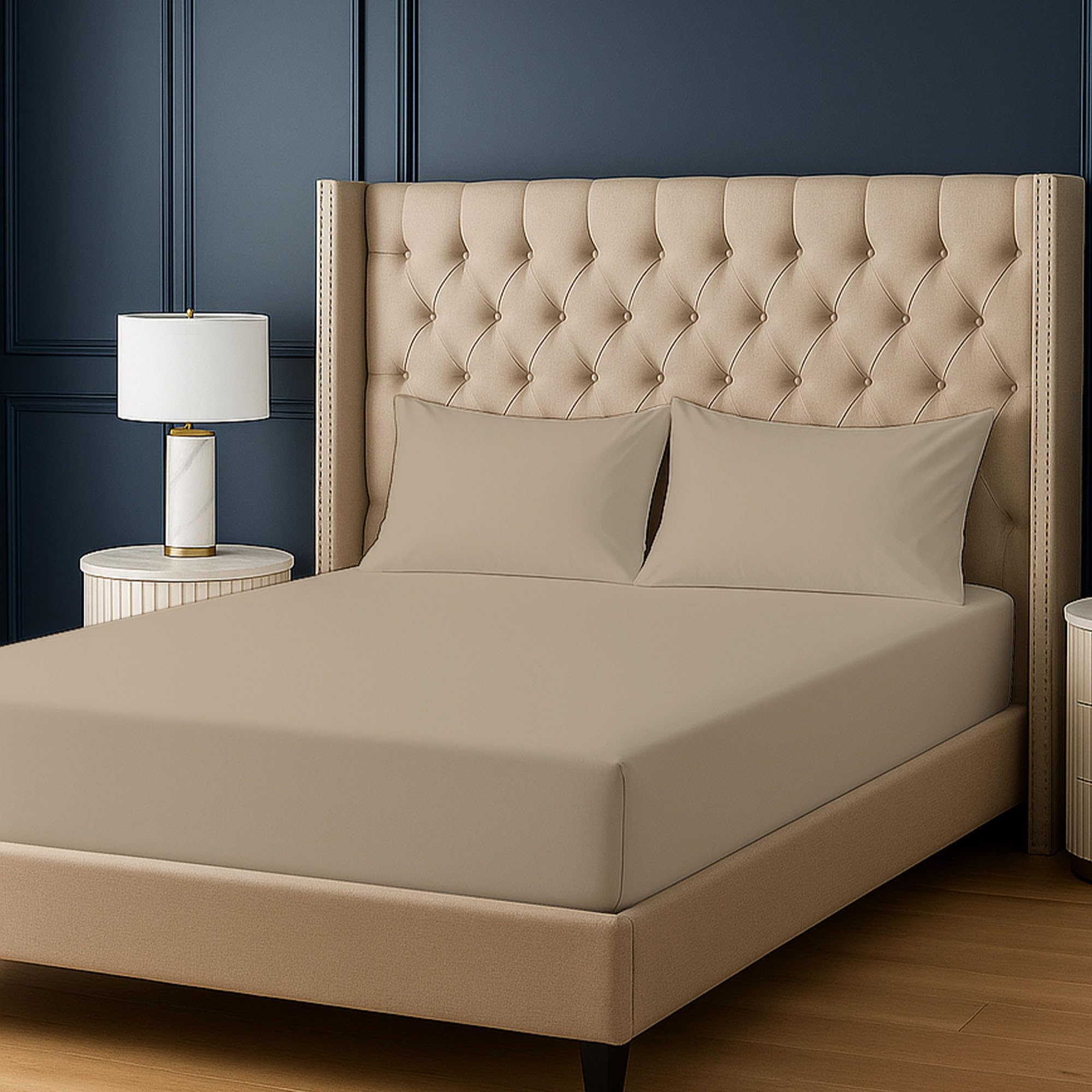 100% Egyptian Cotton 400TC 3PC Single Fitted Sheet Set, 35cm Deep Pocket