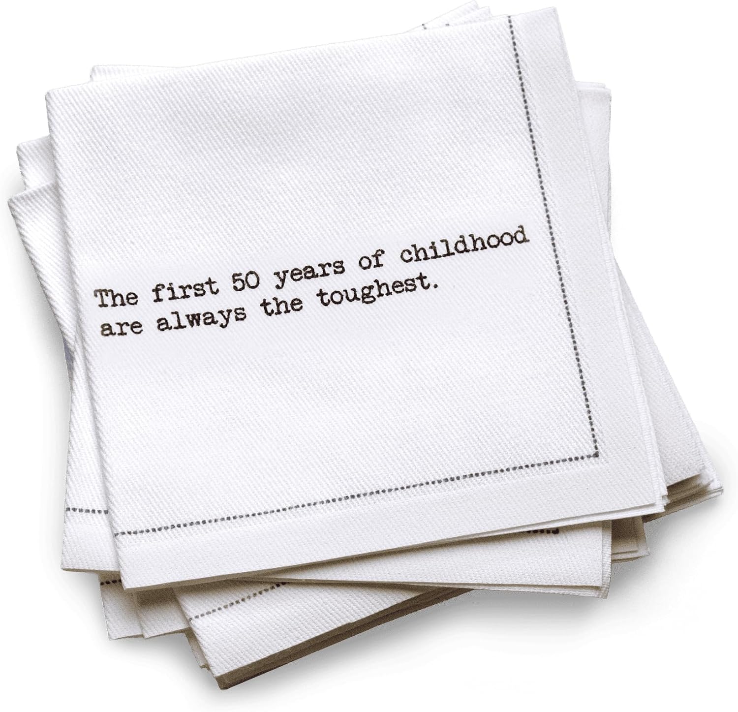 Five Star Funny 50th Birthday Quotes | White Cotton Cocktail Napkins | 25 Luxury Disposable Beverage Napkins with Witty Bar Quotes | Drink Napkins for Parties, Bars, Weddings & Game Nights